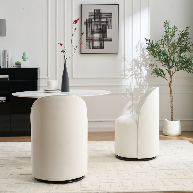 Modern Velvet Barrel Chair, 360&deg; Swivel Armless Accent Chair Side Chair image number 2