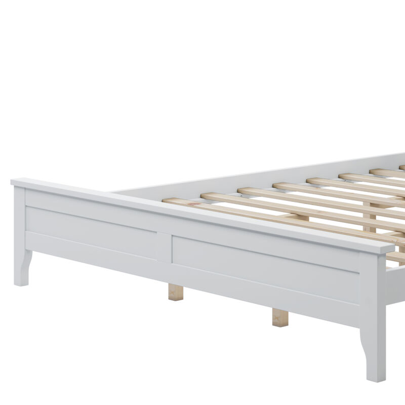 Modern White Solid Wood Queen Platform Bed