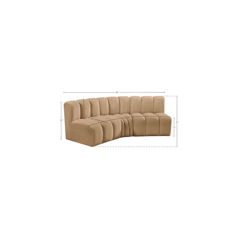 Meridian Furniture Arc Camel Velvet Modular Sofa