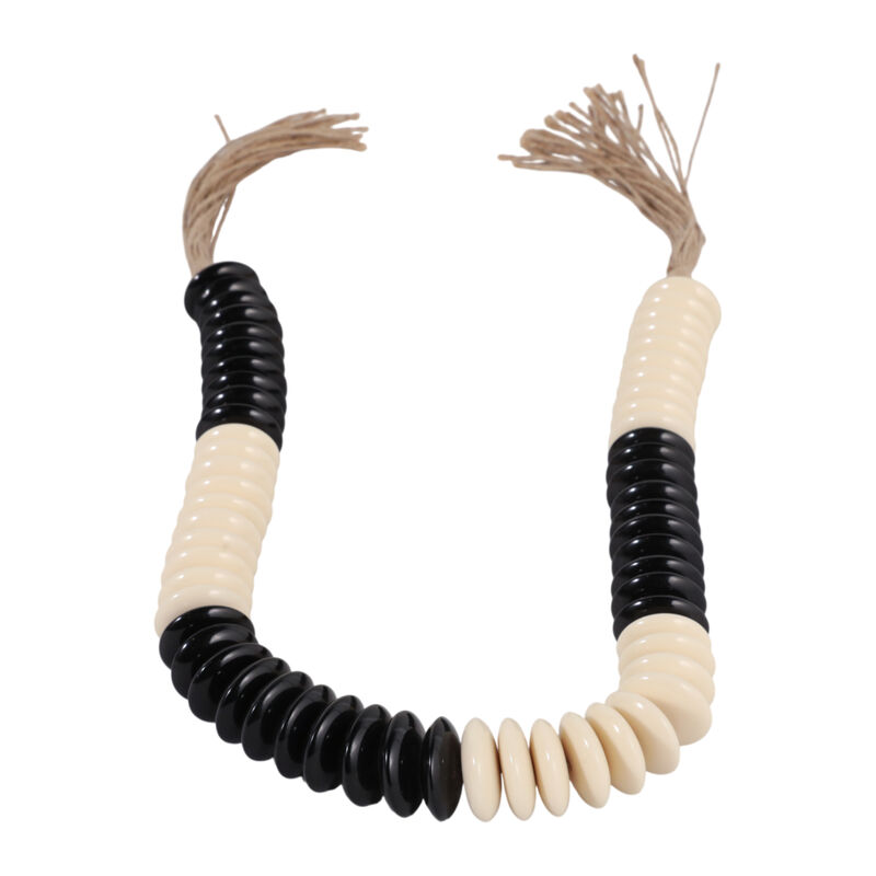 42x1.25" Slim Round Bead Garland, Ivory/black image number 2