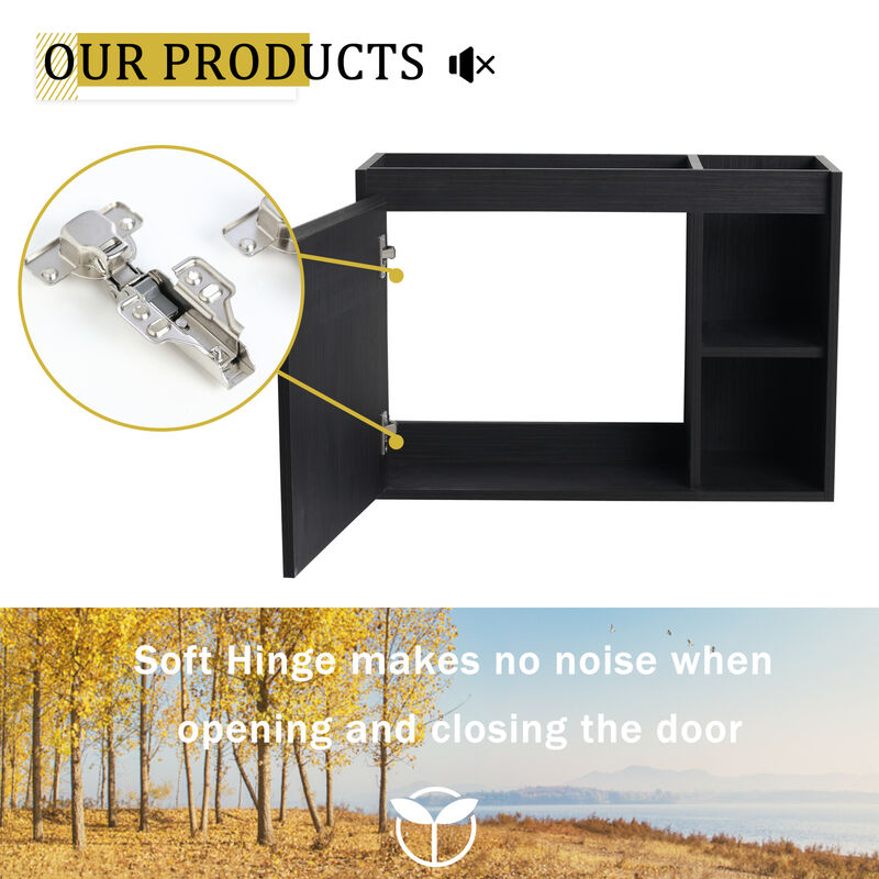 ELEMENT ACE Wall-Mounted Bathroom Vanity with Ceramic Sink and Soft-Close Doors for Modern Spaces image number 9