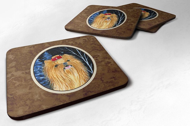 Caroline's Treasures SS8413FC Starry Night Yorkie Foam Coasters Set of 4 (Set of 4), 3.5 H x 3.5 W, Multicolor image number 0