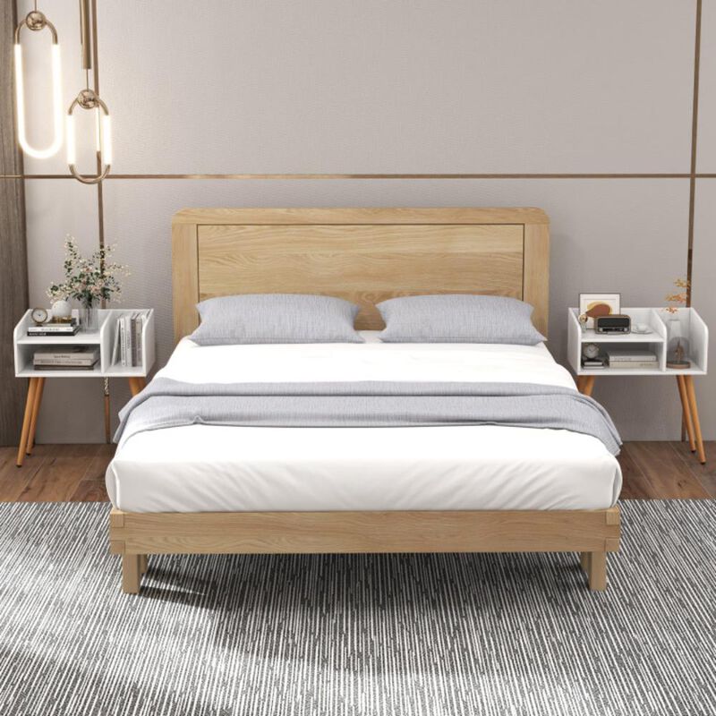 Hivvago Mid Century Modern Nightstand  with Open Shelves