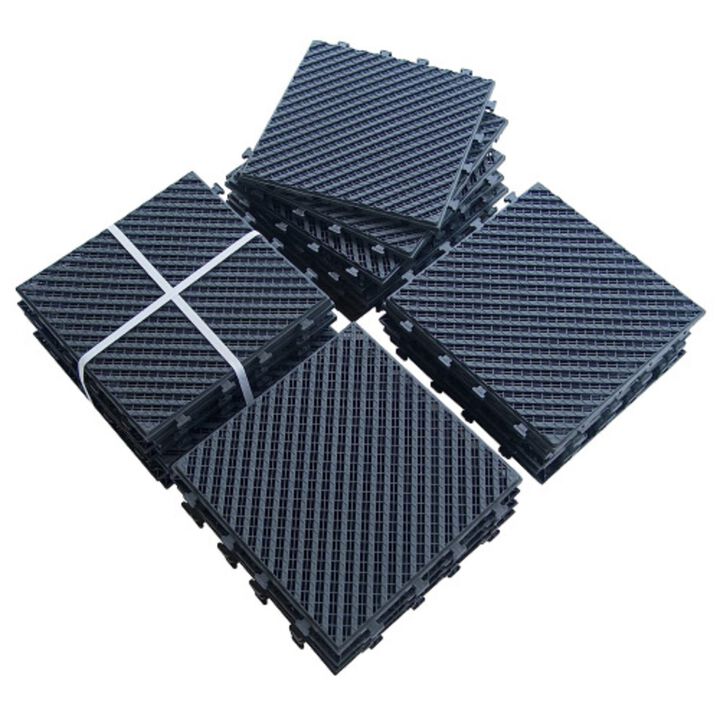 CLIHOME 12"x12" Square Composite Decking Tiles, Four Slat Plastic Outdoor Interlocking Deck Tiles(Pack of 36)