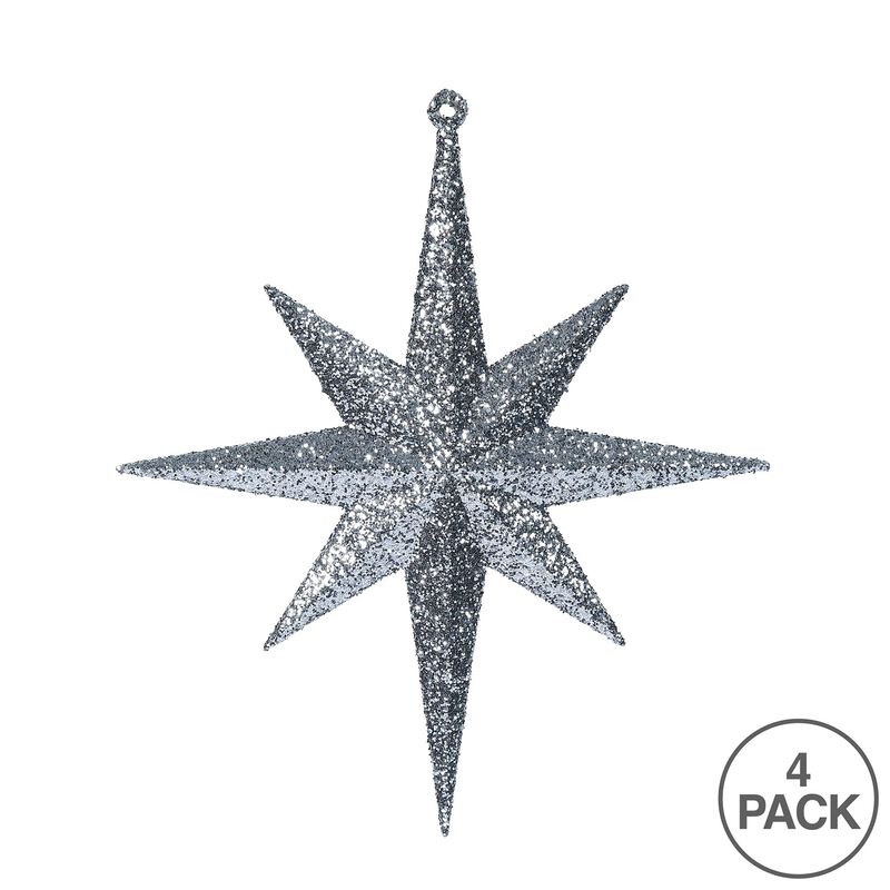 Vickerman 8" Pewter Iridescent Glitter Bethlehem Star Christmas Ornament, 4 per Box image number 2