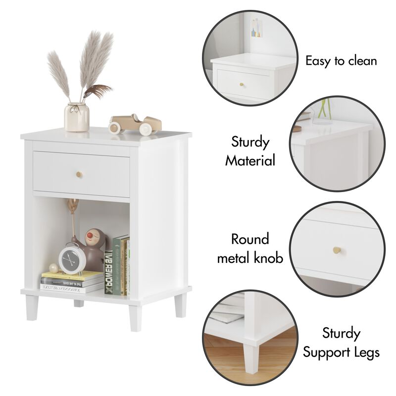 26.8" Assembled Wooden Nightstand 1-Drawer 1-Shelf for Kids Adults image number 5