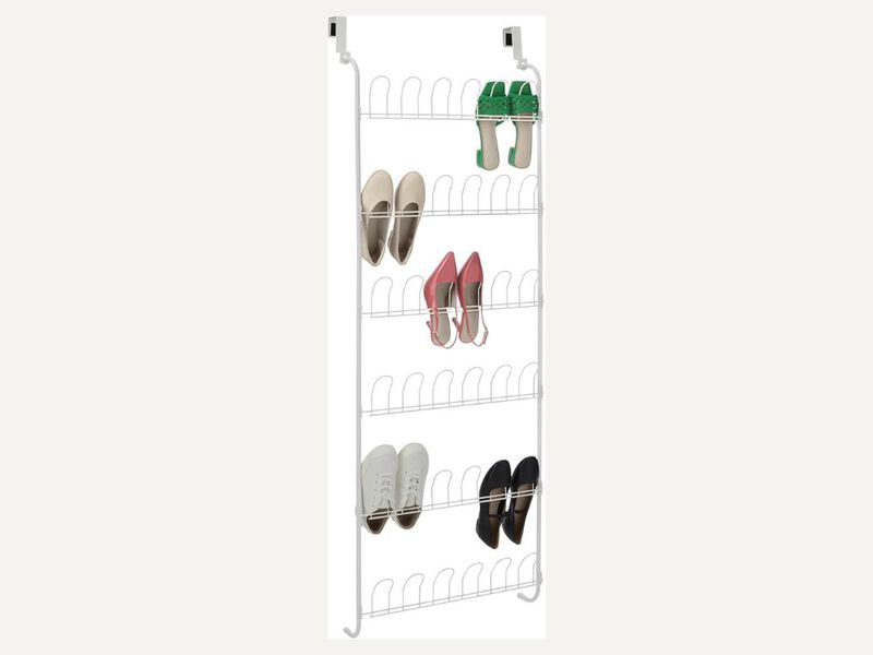 Over Door Metal Shoe Rack 18 Pair Space Saving White Capacity image number 2