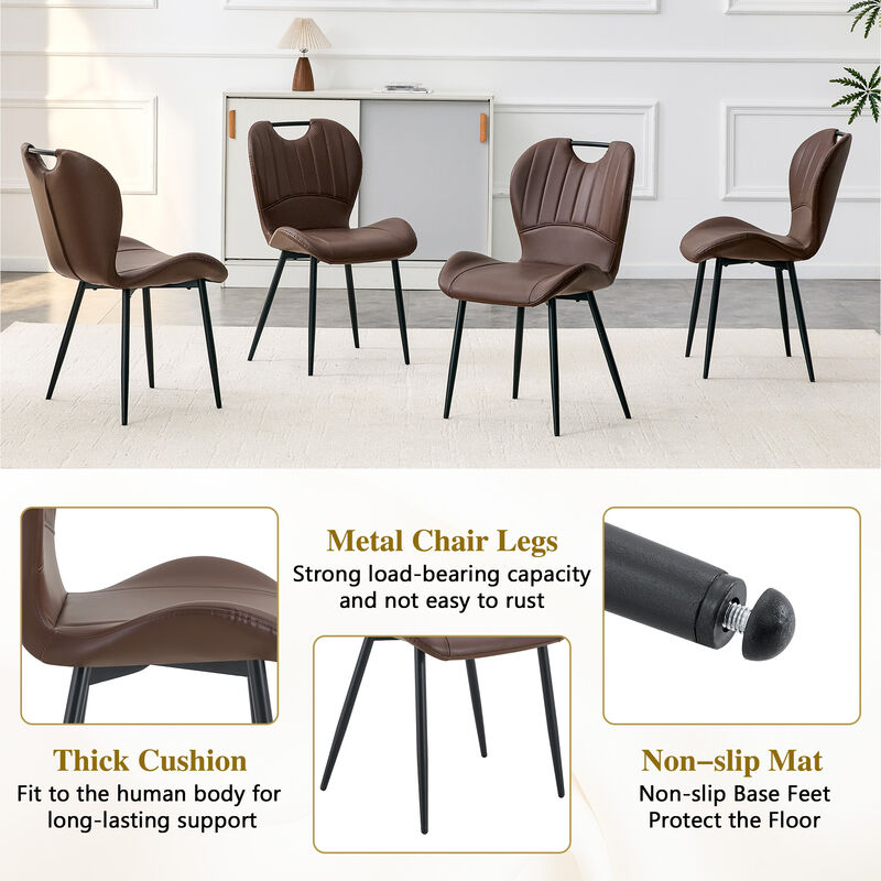 Whisen Set of 4 Upholstered Dining Chairs with Metal Handle, Fabric & Metal Frame, Ergonomic Accent Chairs for Dining Room, Living Room, Office image number 4