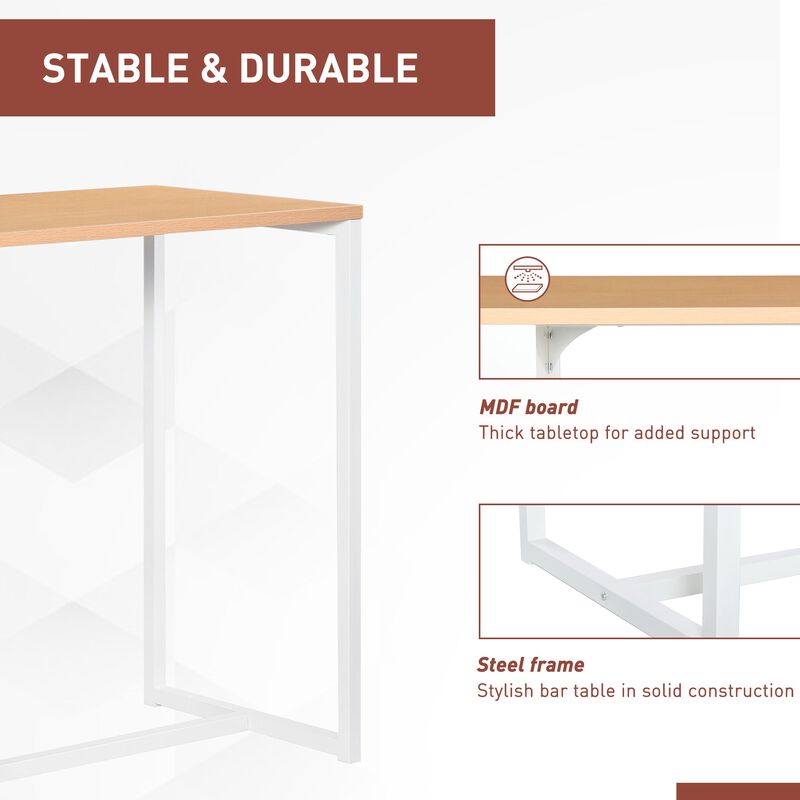 White Kitchen Bar: Table with 3-Tier Storage Shelf