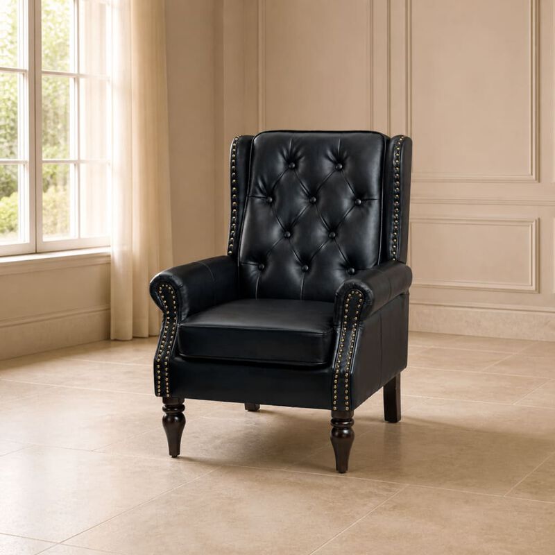 GOODSILO Modern Wood Frame Upholstered Armchair Comfortable Accent Lounge Chair for Living Room Bedroom Small Space Use image number 3