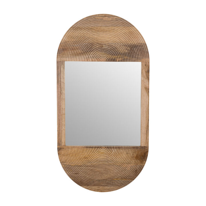 Wood Oval Mirror, Brown