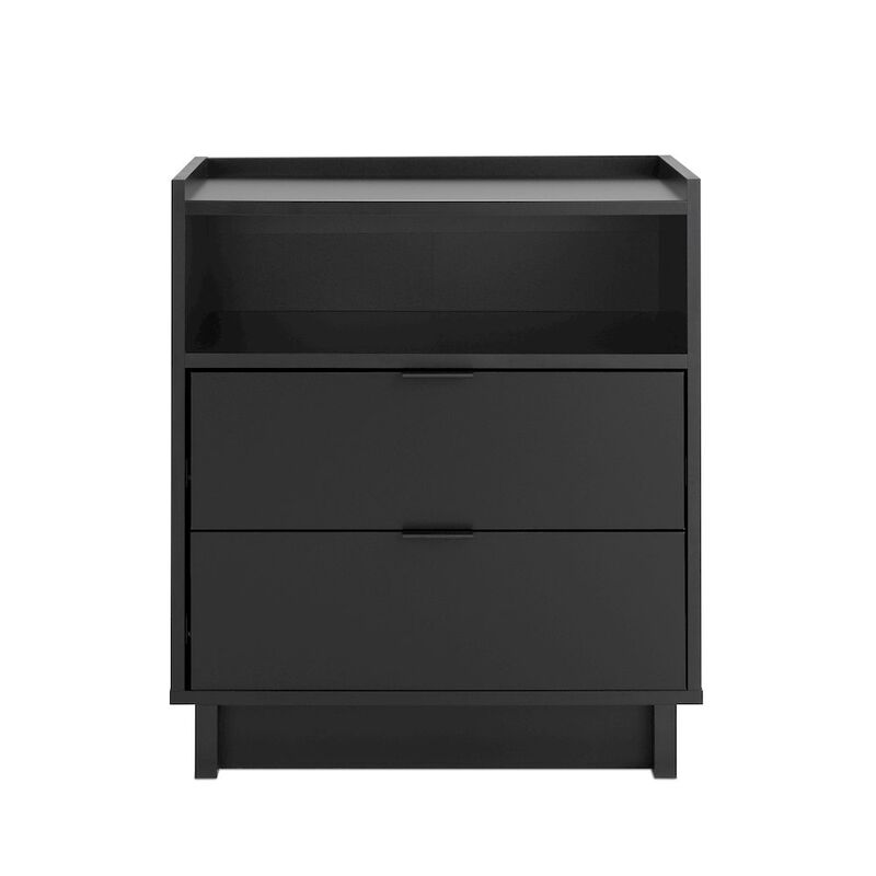 Prepac Simply Modern Black 2 Drawer 23.75 W Nightstand