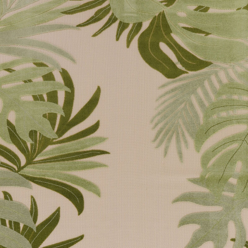 HomeRoots 12' X 15' Ivory And Green Palm Leaf Indoor Outdoor Area Rug image number 4