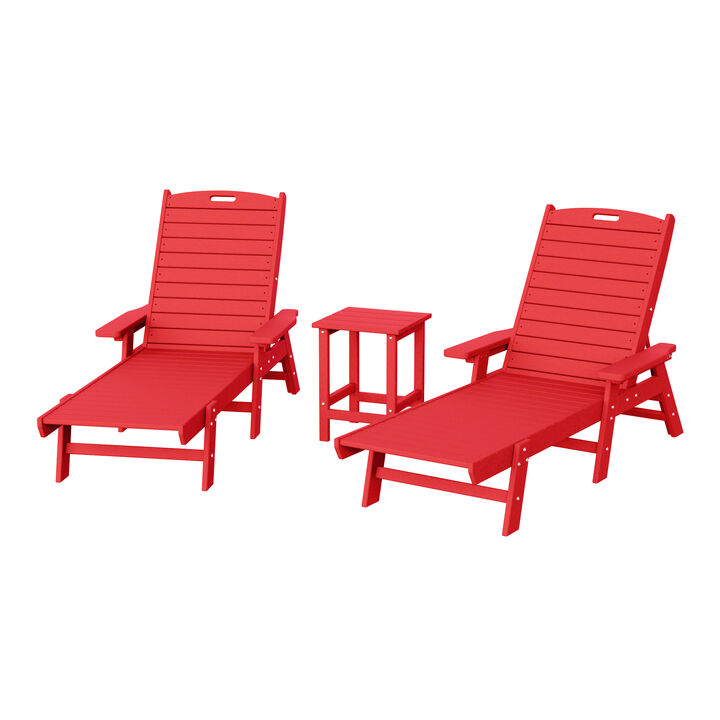 WestinTrends Poly Reclining Chaise Lounge Set With Table