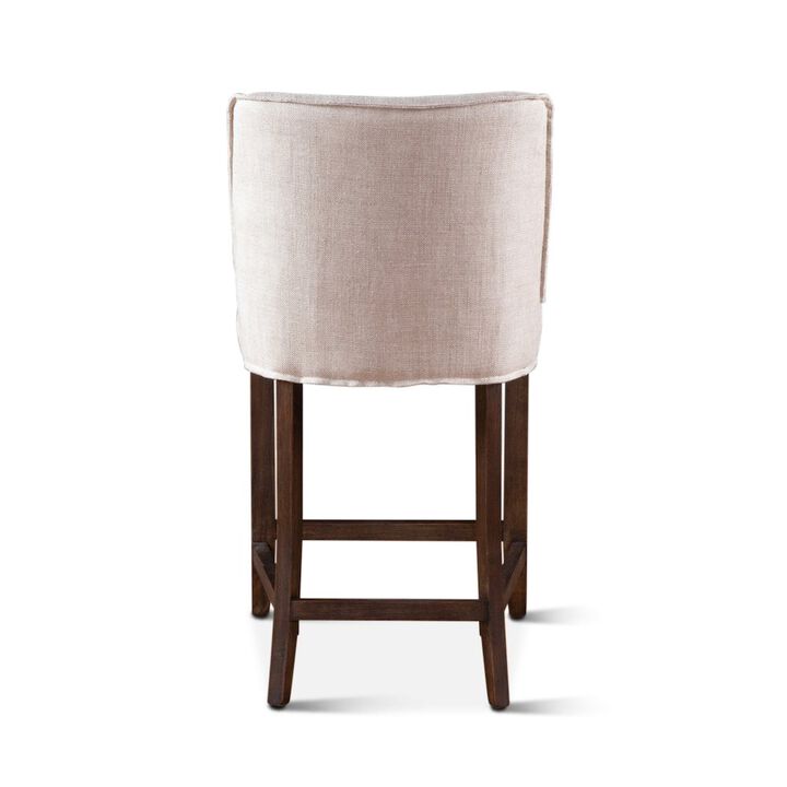 World Interiors Avery Counter Chair in White Linen with Dark Legs