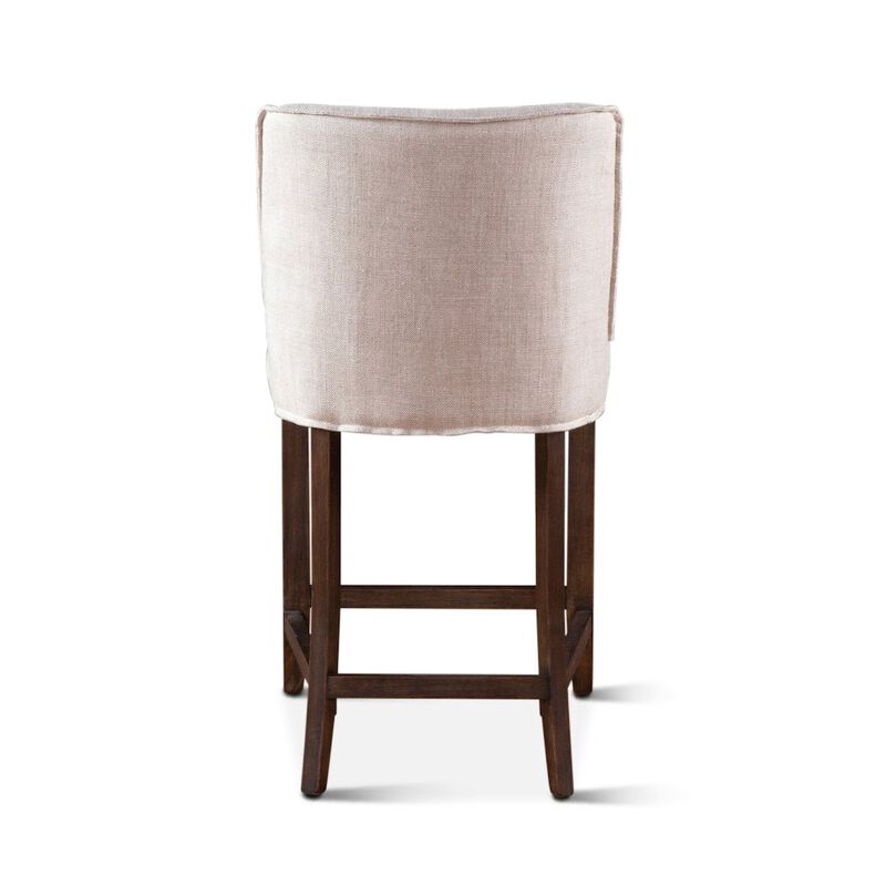 World Interiors Avery Counter Chair in White Linen with Dark Legs
