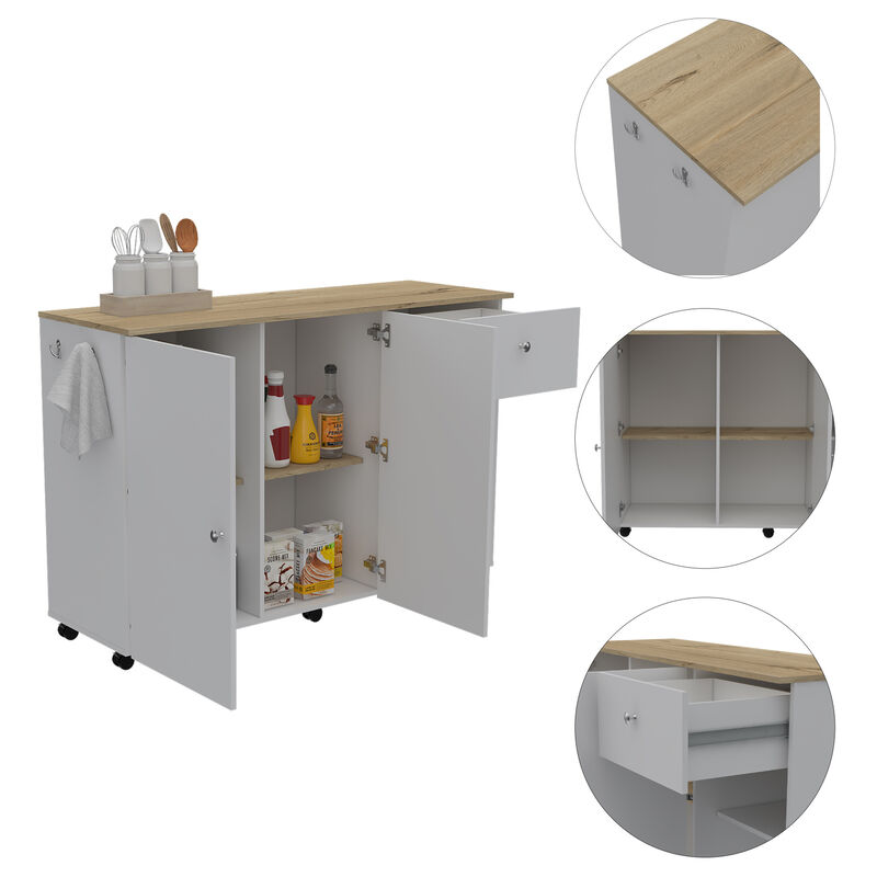 Streamdale Sayville 2-Drawer 2-Shelf Kitchen Island White And Pine image number 2