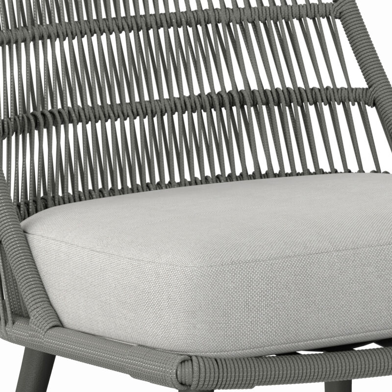 Beachside Contemporary Outdoor Dining Chair (Set of 2) in Grey Polyester Fabric