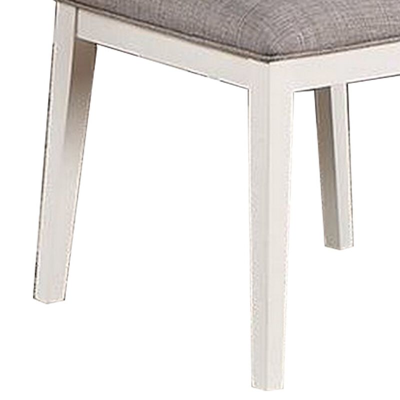 Kya 21 Inch 2 Tone Dining Chair, Ladder Back, Gray Seat, Set of 2, White-Benzara