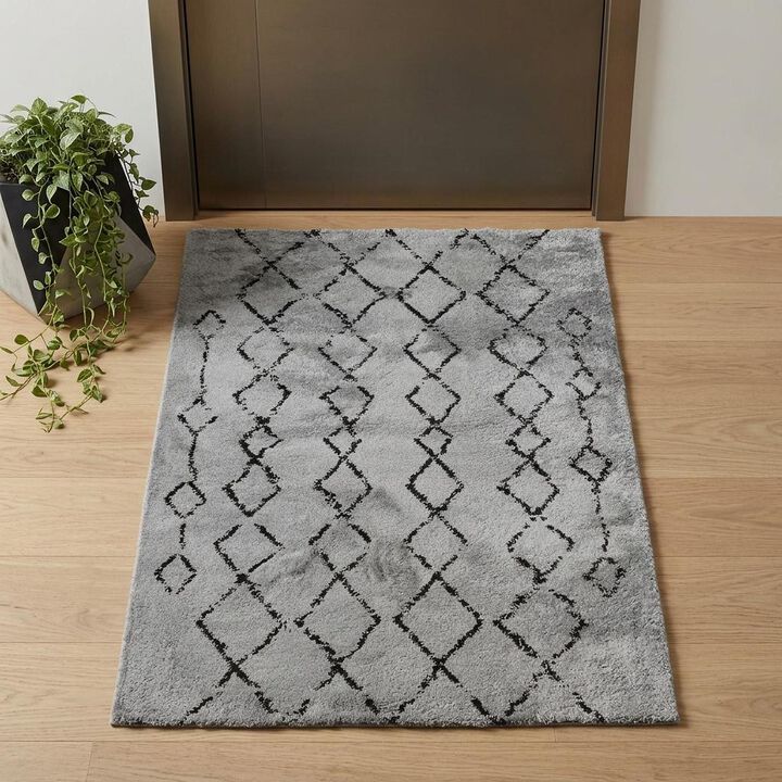 HomeRoots Geometric Shag Area Rug