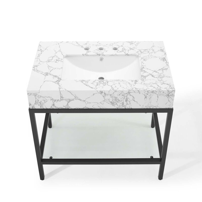 Kingsley 36" Black Stainless Steel Bathroom Vanity image number 5