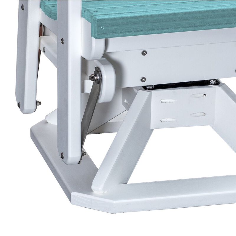 American Furniture Classics Brandon Swivel Glider in Aruba Blue on a White Base