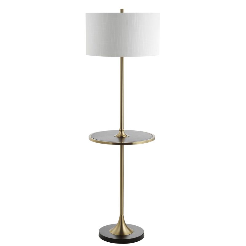 Luce Metal/Wood LED Floor Lamp with Table