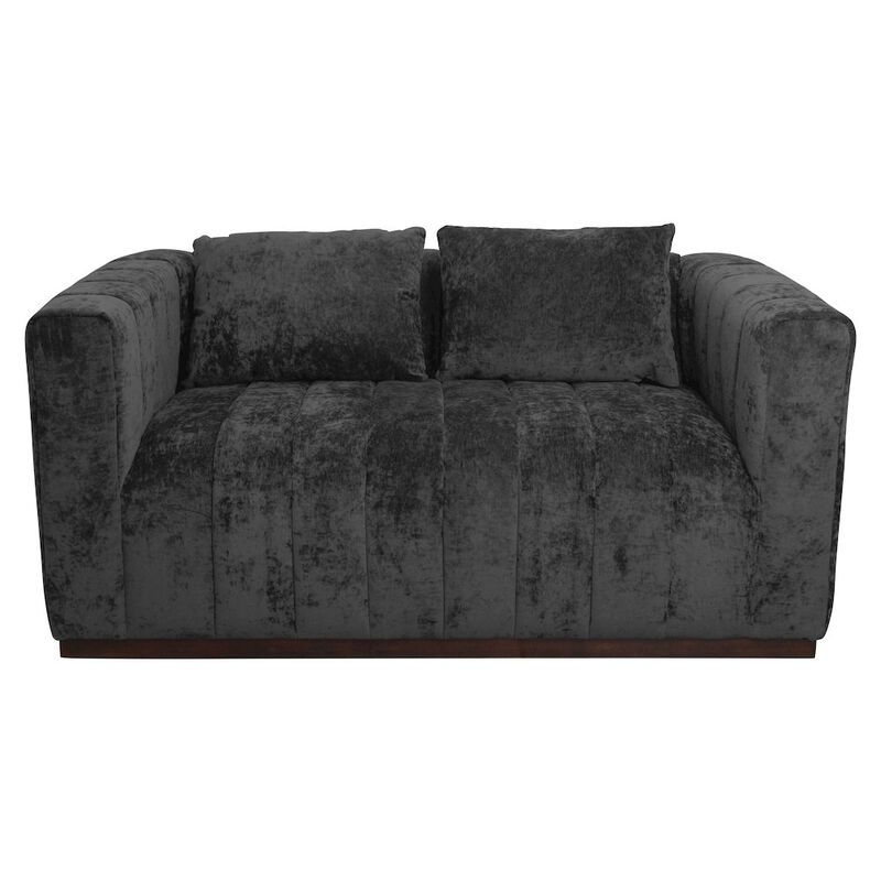 Mid-Century Modern Upton Loveseat in Prism Black with 2 Toss Pillows