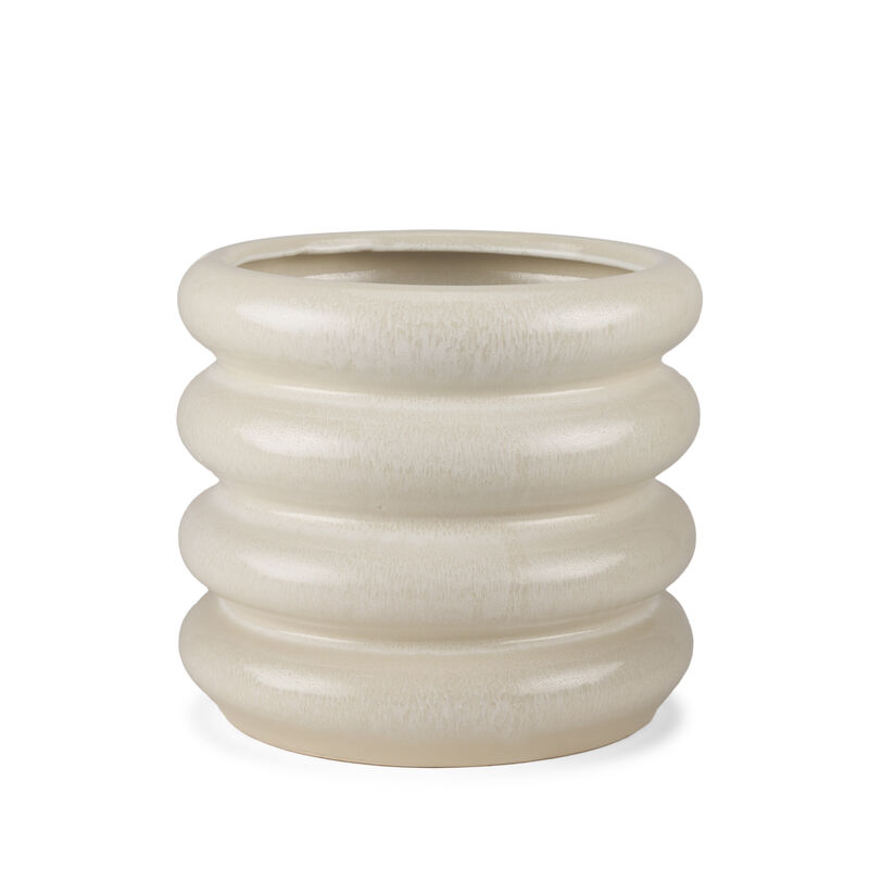 HomeRoots 12" Cream Cylinder Ceramic Table Vase image number 0