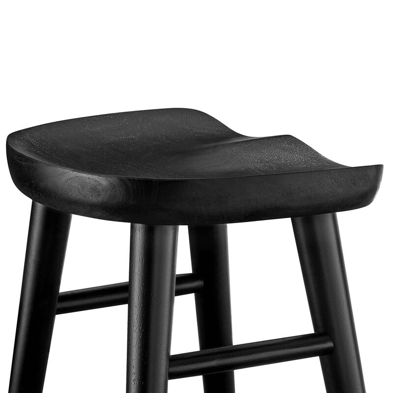 Modway EEI-6739-BLK Saville Backless Wood Counter Stools - Set of 2, Black image number 7