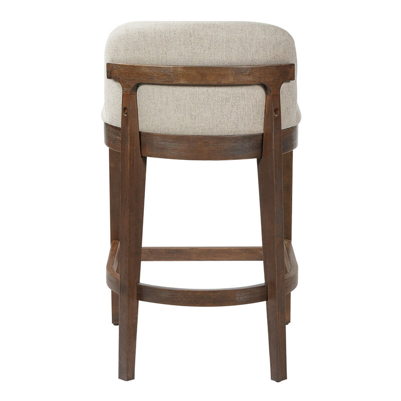 Christopher Knight Home Truda Farmhouse Rubberwood Upholstered Counter Stools with Curved Backrest (Set of 4) image number 5