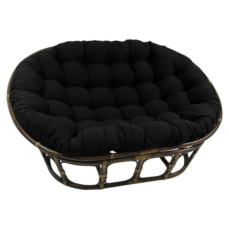 International Caravan Rattan Double Papasan  Chair with Twill Cushion