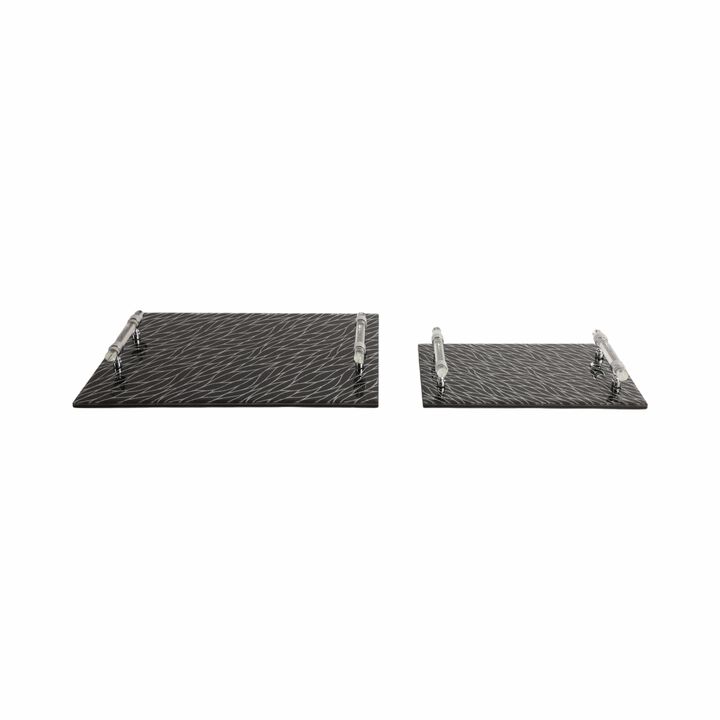 S/2 12/16" Sparkly Glass Trays