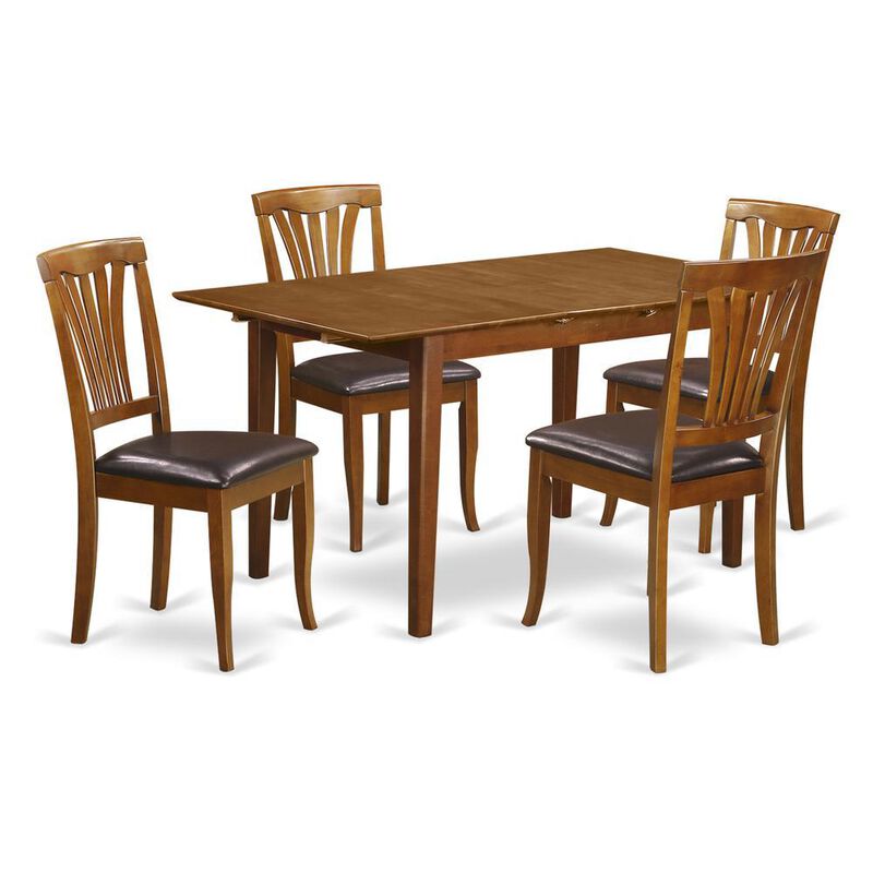 5 PC small Kitchen Table set - Table with Leaf and 4 Chairs for Dining room