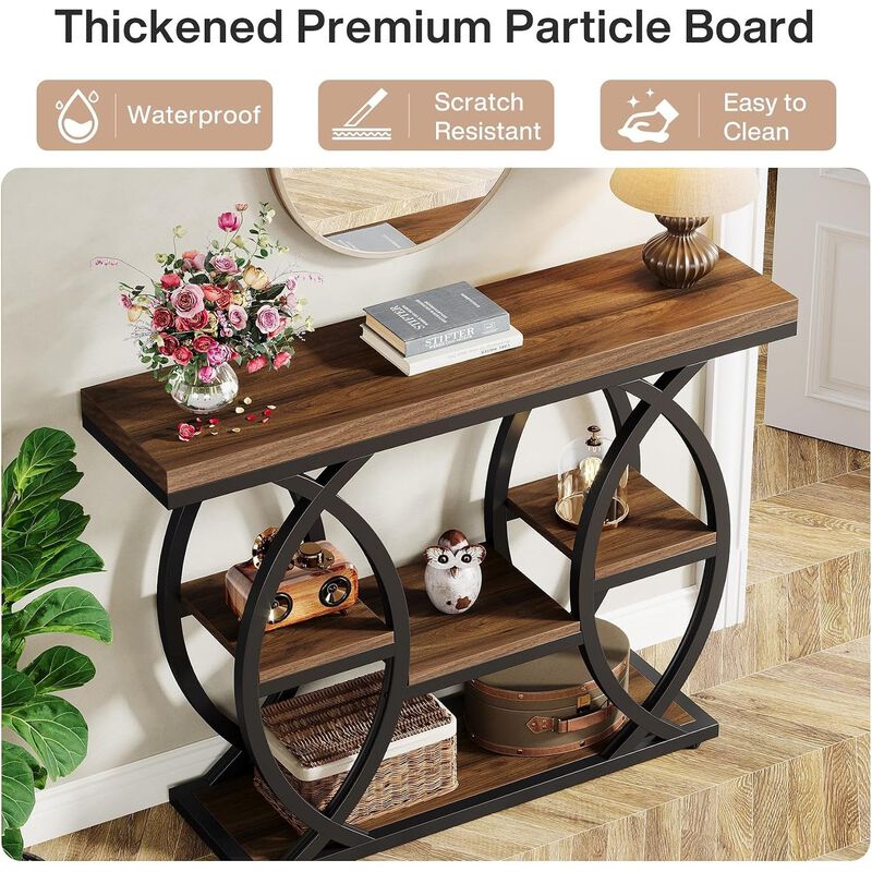 Tribesigns Contemporary 4-Tier Wood Console Table with Storage Shelves image number 6