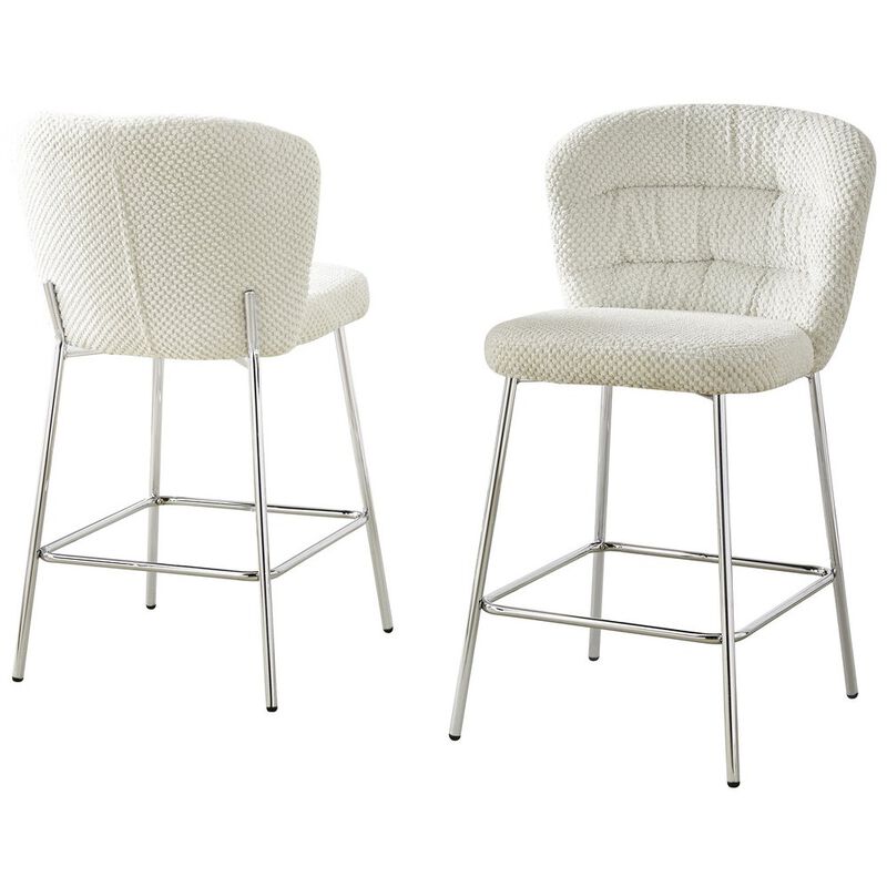 Best Quality Furniture Cream With Chrome Base Counter-Height Chair, Set Of 2