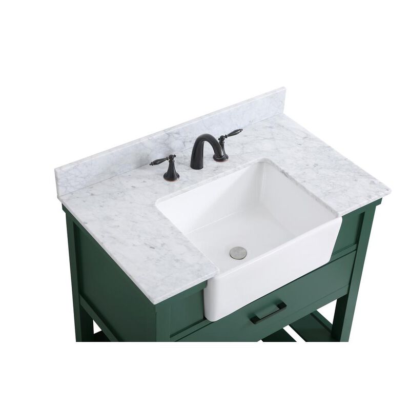 Elegant Kitchen and Bath 36 inch Single bathroom vanity in green with backsplash