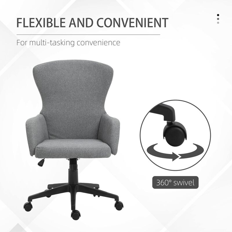 Ergonomic Office Chair Office Roller Chair Office Desk & Computer Chair With 5 Castor Wheels & Easy Adjustable Height/Tilt Grey