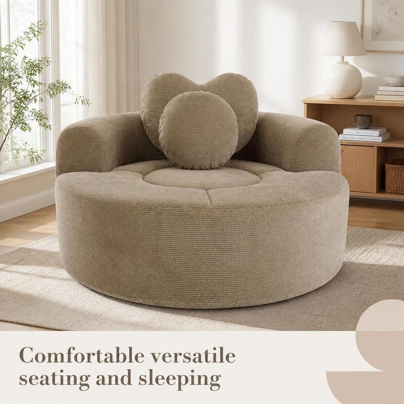 GOODSILO Multi-functional Round Memory Foam Sectional Convertible Sofa Bed Cloud Couch for Small Living Spaces, Apartments and Offices image number 4