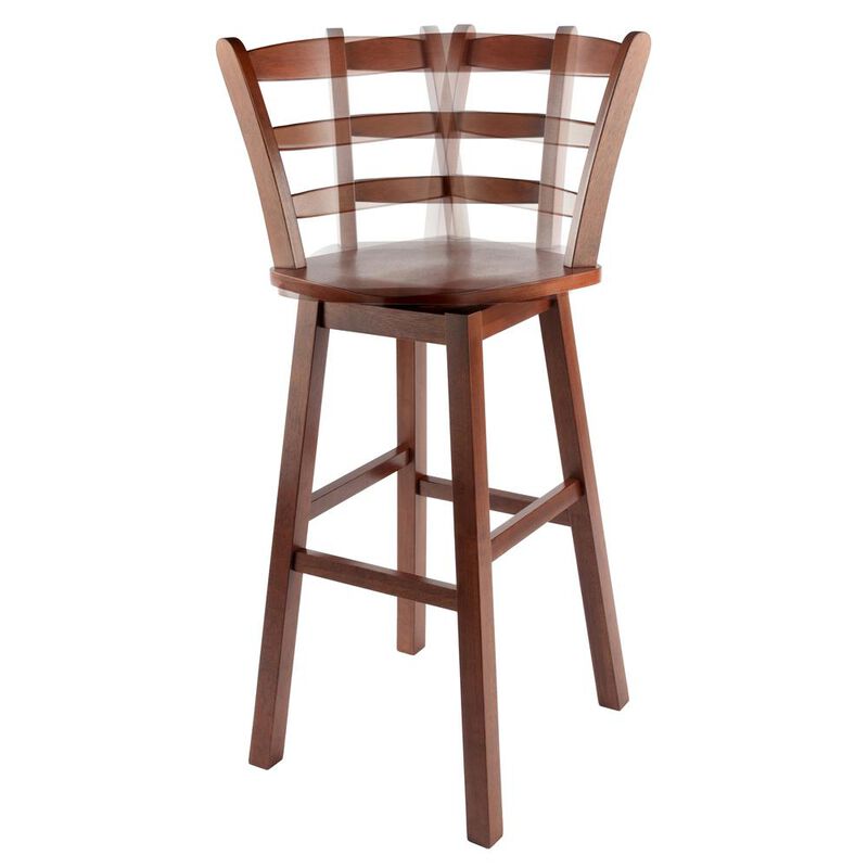 Scalera Ladder Back Swivel Seat Bar Stool, Walnut
