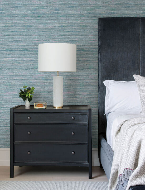 Hazen Blue Shimmer Stripe Wallpaper (Set of 2)