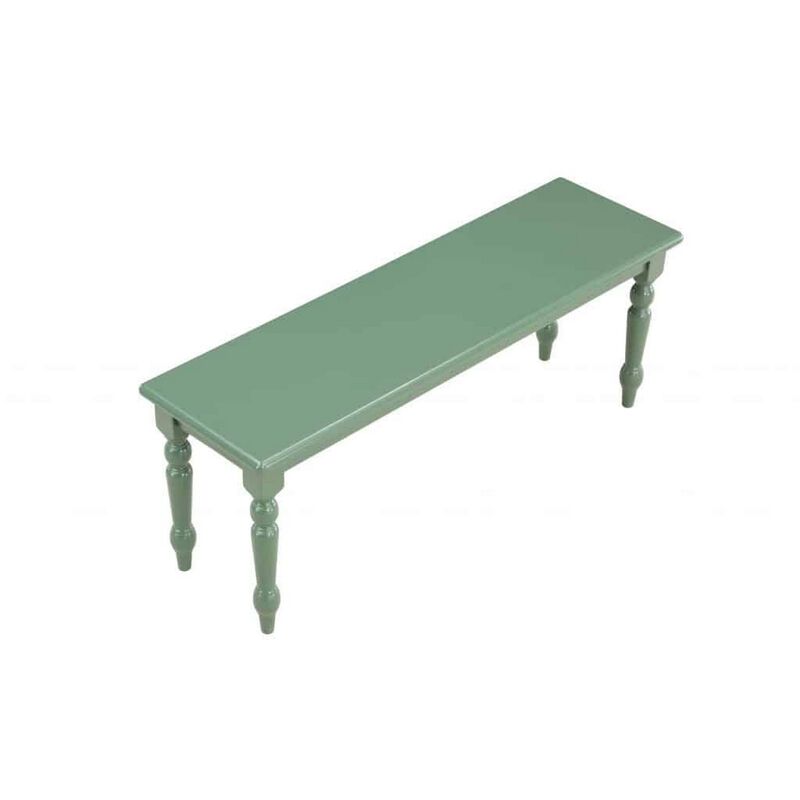 Irvin 48 Inch Modern Wood Dining Bench with Turned Legs, Equestrian Green-Benzara