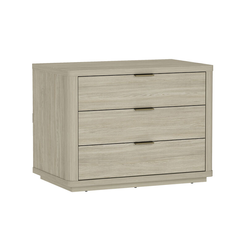 Evelyn Wide 3-Drawer Nightstand in Gray