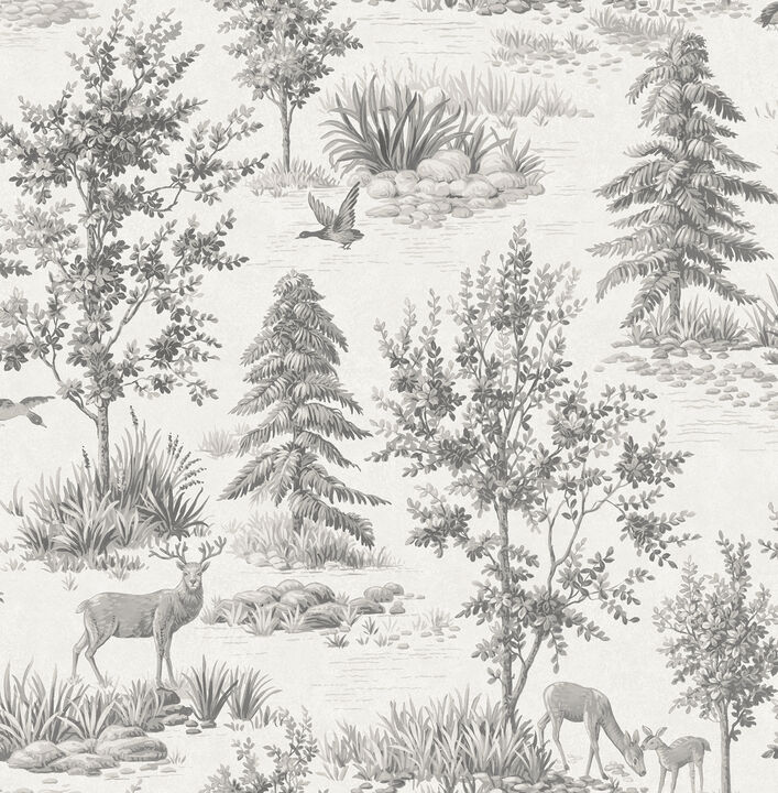 Dwyer Grey Stag Toile Wallpaper