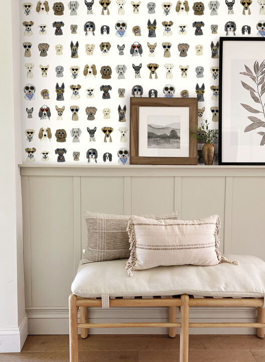 Dog Days Multi White Peel & Stick Wallpaper