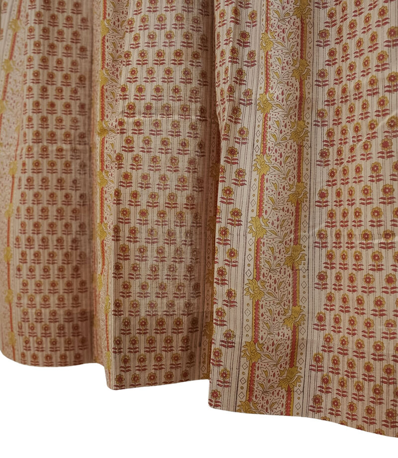 Fabdivine Handmade Block Print Floral 42x96 Inch Curtain Soft Semi Sheer Linen Farmhouse Window Drape, Anamika image number 4