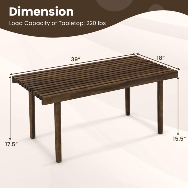 Hivvago 39 Inch Coffee Table with Slatted Tabletop for Living Room & Reception Room
