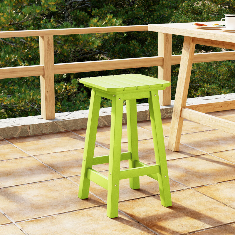 WestinTrends 24" HDPE Outdoor Patio Counter High Backless Square Bar Stool