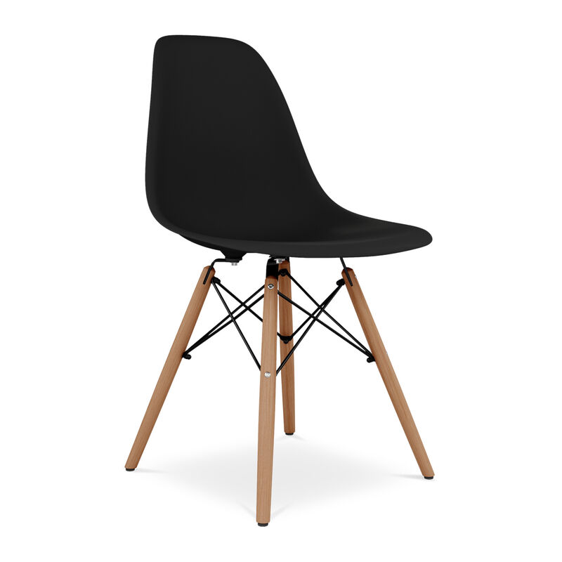 HomeRoots Black And Natural Heavy Duty Plastic And Wood Dining Side Chair image number 0