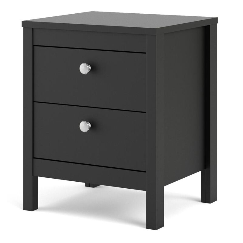 Tvilum Madrid 2 Drawer Nightstand, Black Matte
